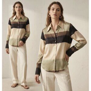 NANUSHKA Mandine Satin Shirt Watercolor Neutral Medium Minimalist Old Money